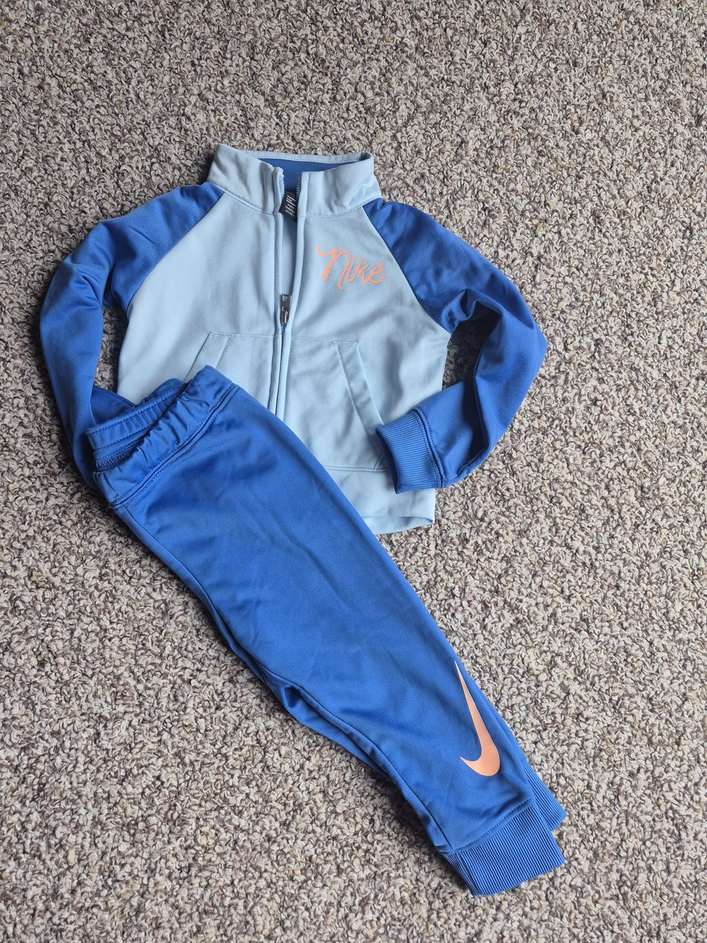 Nike Kids Blue Zip Jacket & Jogger Set - Blue with Coral Accent